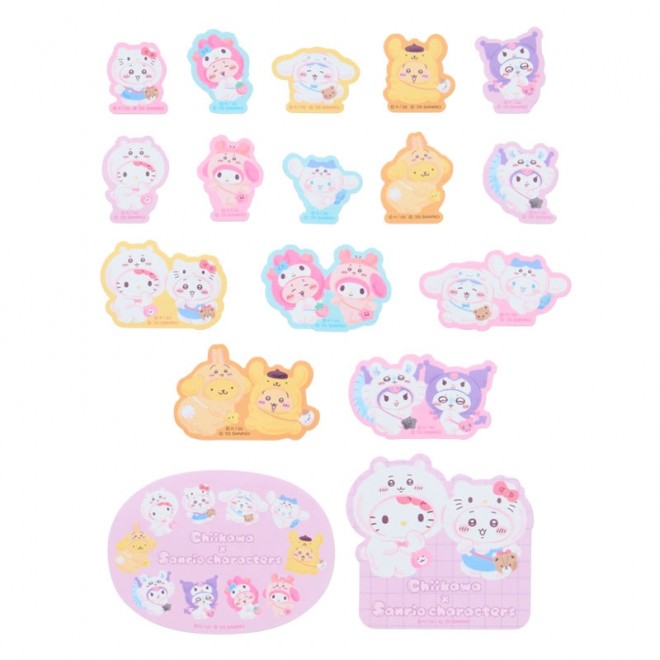 The Chiikawa × Sanrio Characters collaboration features mascots in fuzzy costume crossovers, with 21 new items releasing June 13 nationwide